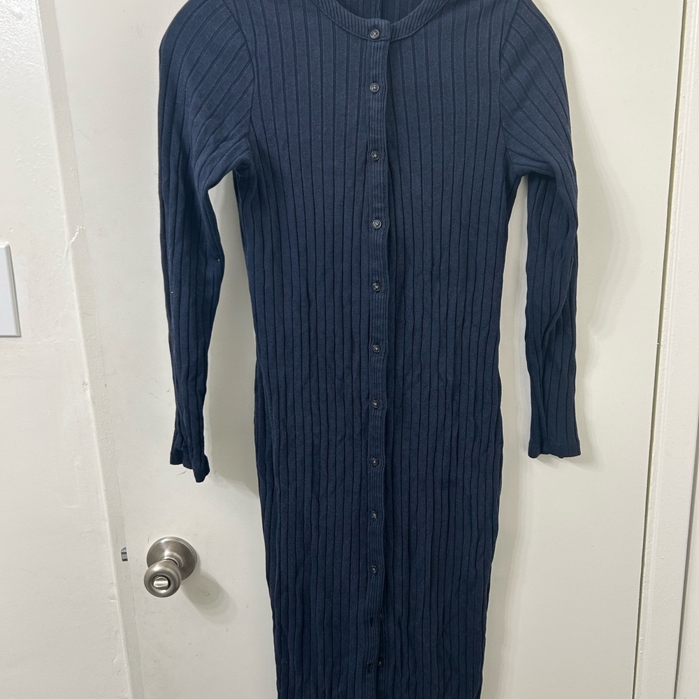 Old Navy Blue Ribbed Bodycon Dress Long Sleeve size small